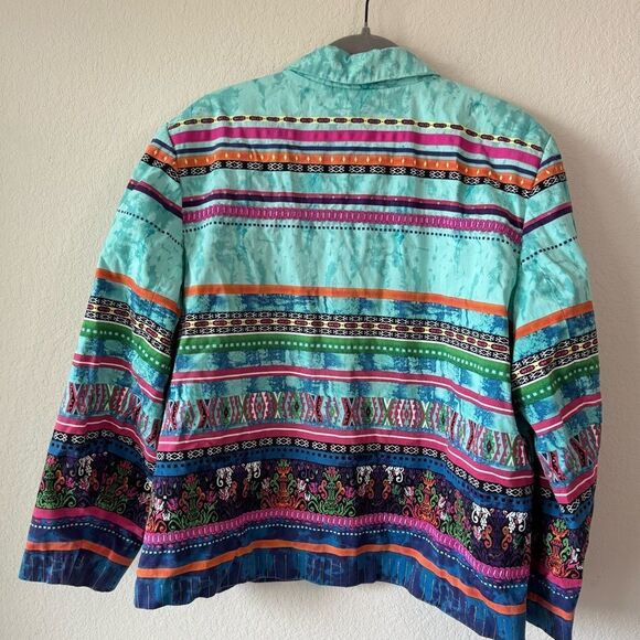Coldwater Creek Southwestern Aztec Print Jacket Multicolor Cotton Women’s Sz XL - Picture 8 of 8